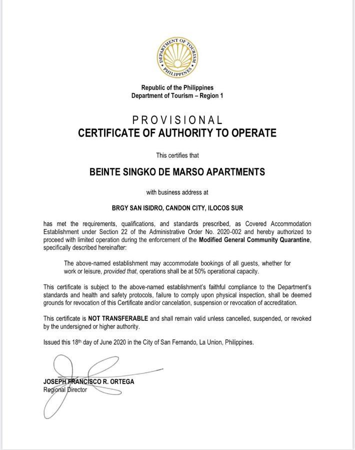 Beinte Singko De Marso Apartments Candon エクステリア 写真